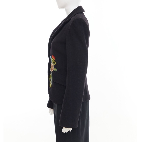 Floral embroidered wool blazer / euro 38 - Picture 4 of 7